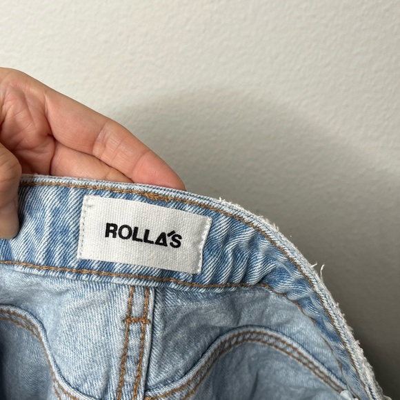 Rolla’s Dusters G’Day Mate High Rise Denim Jean Shorts Distressed Light Wash 26 - Picture 10 of 11